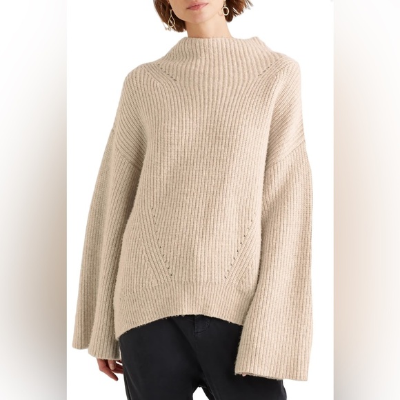 Nili Lotan oatmeal beige Ronnie wool mock neck turtleneck sweater - Small - Picture 2 of 12
